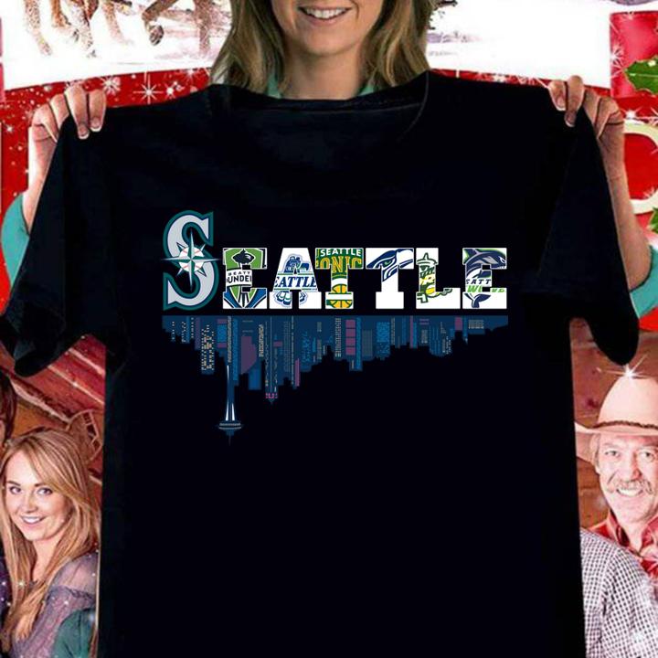 Seattle team sport Mariners Sounders Thunderbirds Supersonics t-shirt woman shirt