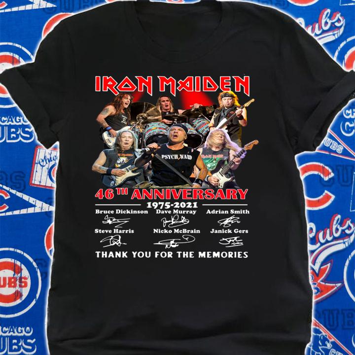 Iron Maiden Band 46th Anniversary 1975-2021 Signed Thank Memories t-shirt shirt