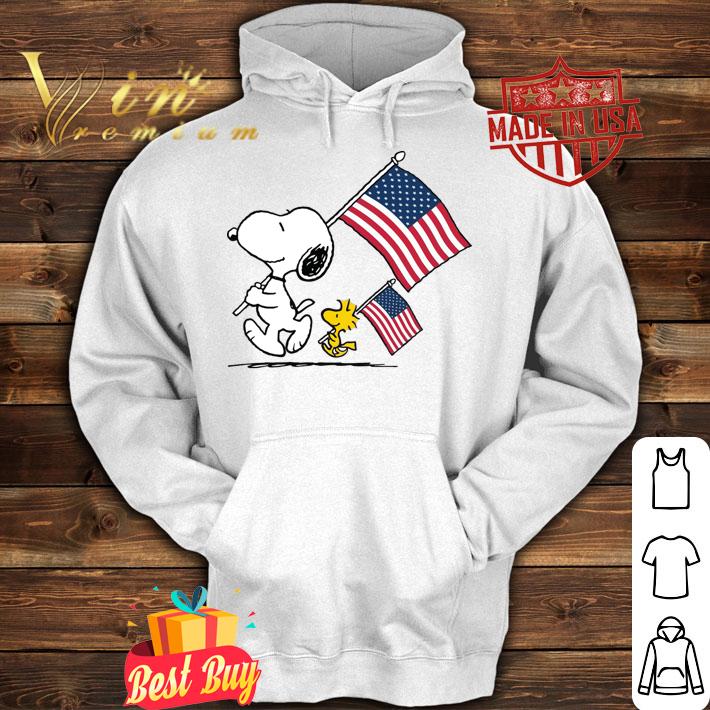 Snoopy and Woodstock holding American flag 4th of july t-shirt hoodie