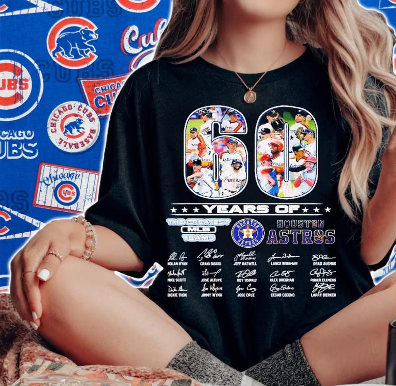 60 years of the greatest MLB teams Houston Astros signatures shirt t-shirt woman shirt