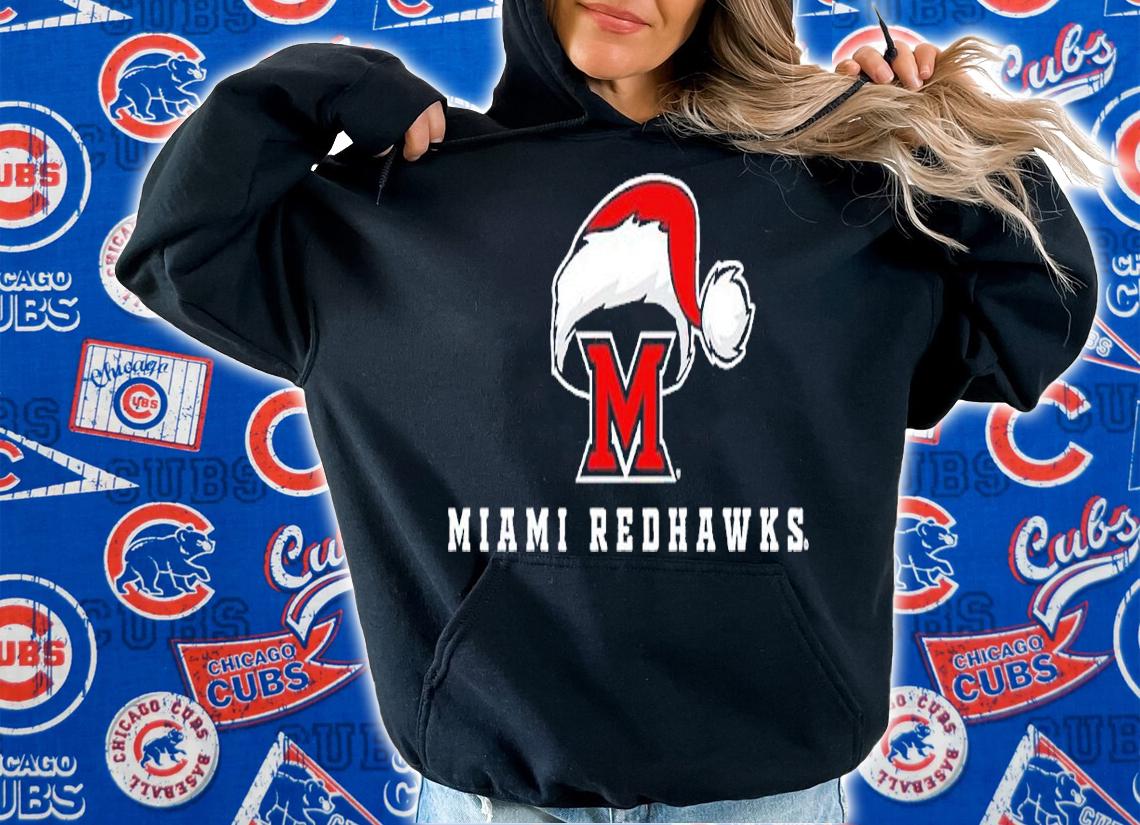 Miami RedHawks Logo with Santa Hat shirt t-shirt hoodie