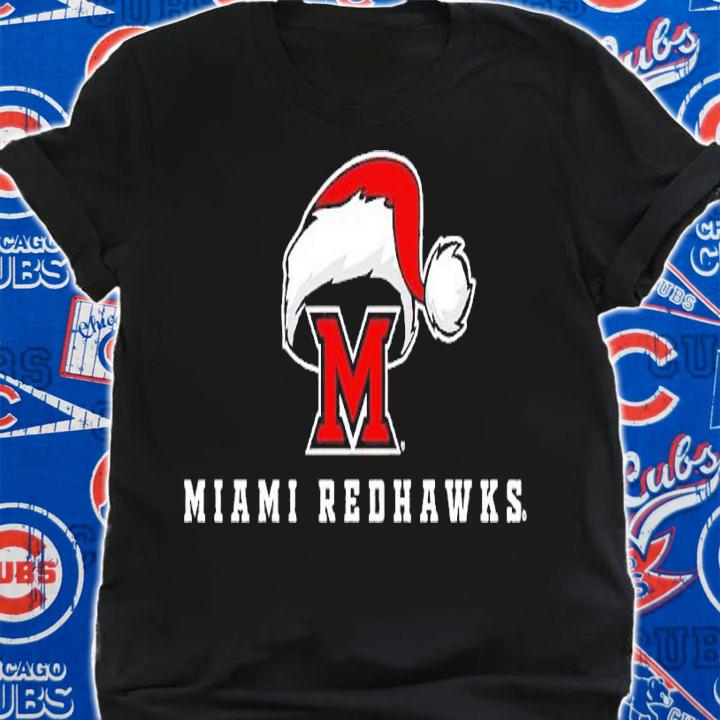Miami RedHawks Logo with Santa Hat shirt t-shirt shirt