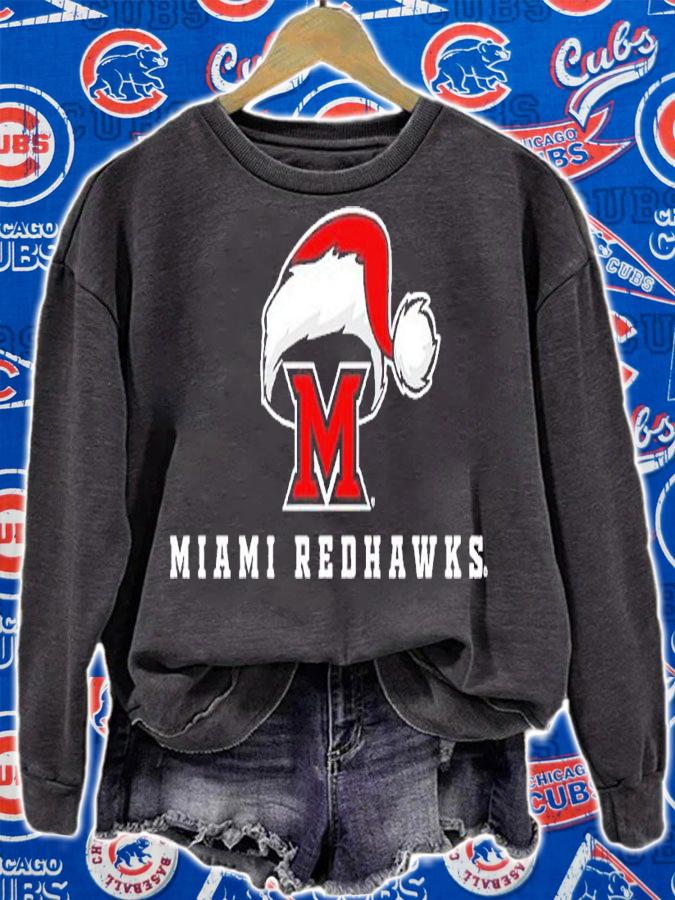 Miami RedHawks Logo with Santa Hat shirt t-shirt sweatshirt