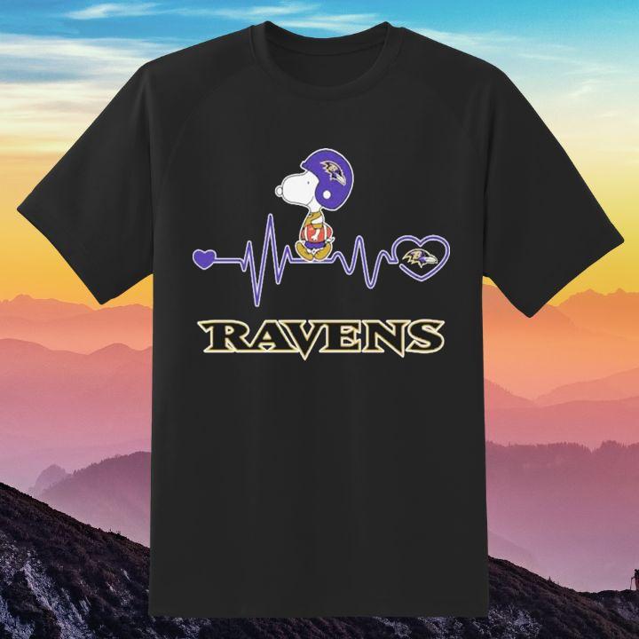 Premium Snoopy Baltimore Ravens Football Heartbeat T-Shirt