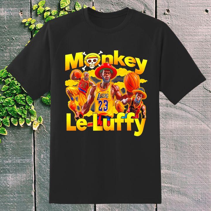 Lebron James Monkey Le Luffy Los Angeles Lakers One Piece Parody T-Shirt