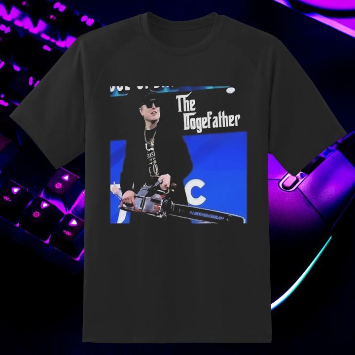 Elon Musk The Dogfather Chainsaw Meme Graphic T-Shirt