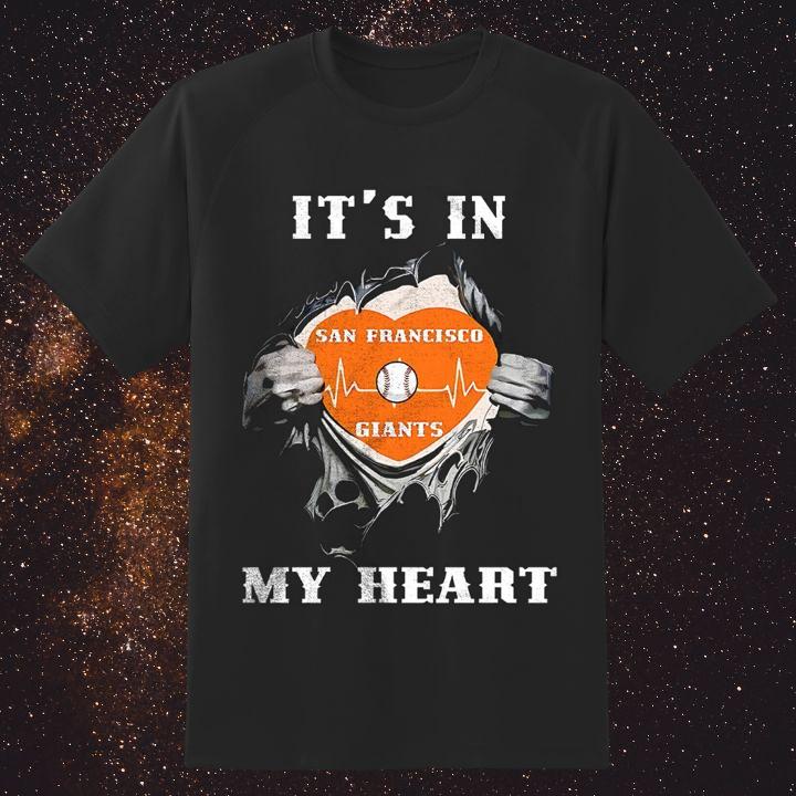 Inside Me San Francisco Giants It’s In My Heart Baseball Heartbeat T-Shirt