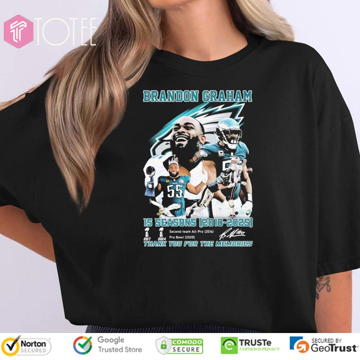 Brandon Graham Philadelphia Eagles 15 Seasons 2010-2025 Signature T-Shirt