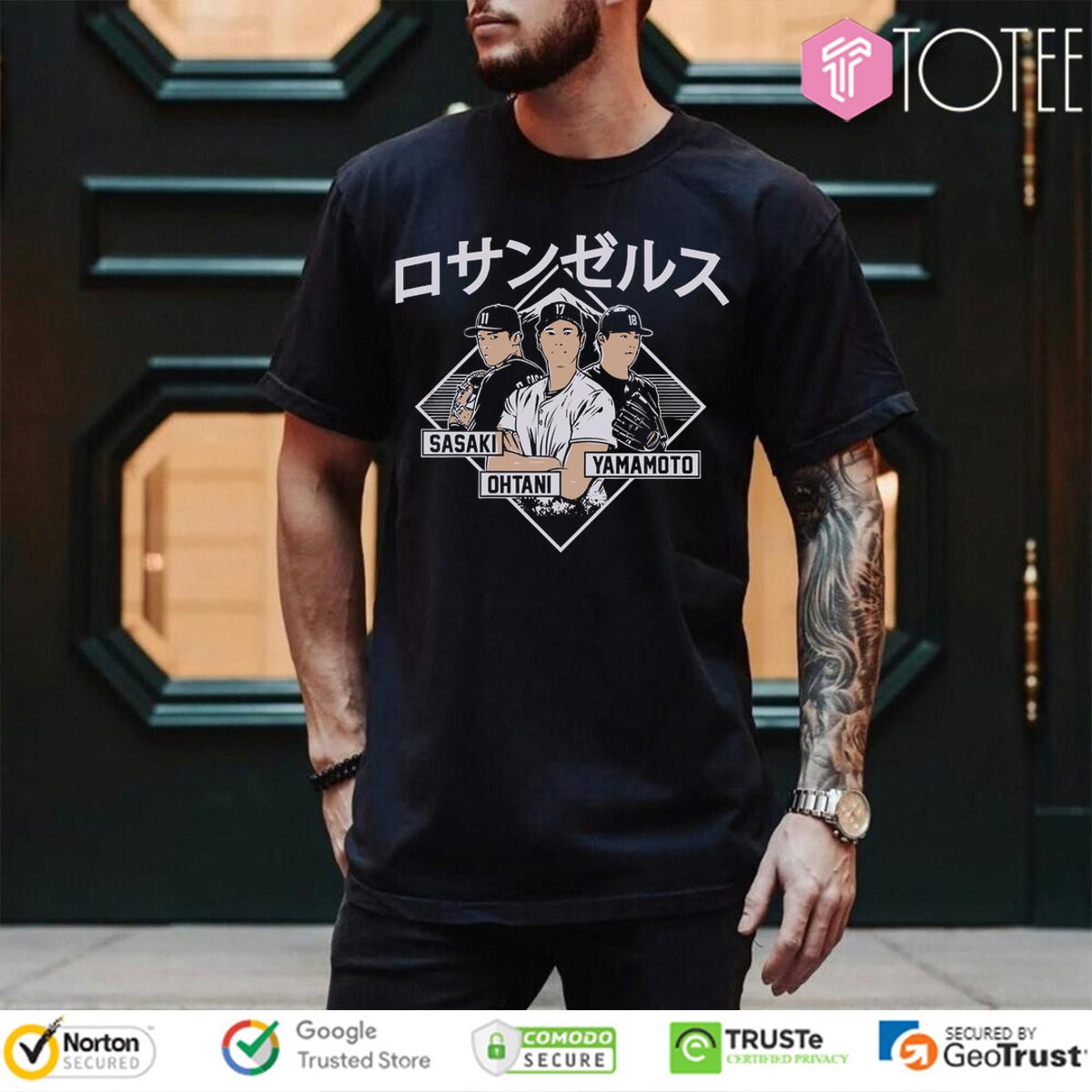 Shohei Ohtani Yoshinobu Yamamoto And Roki Sasaki Los Angeles Dodgers Kanji Shirt