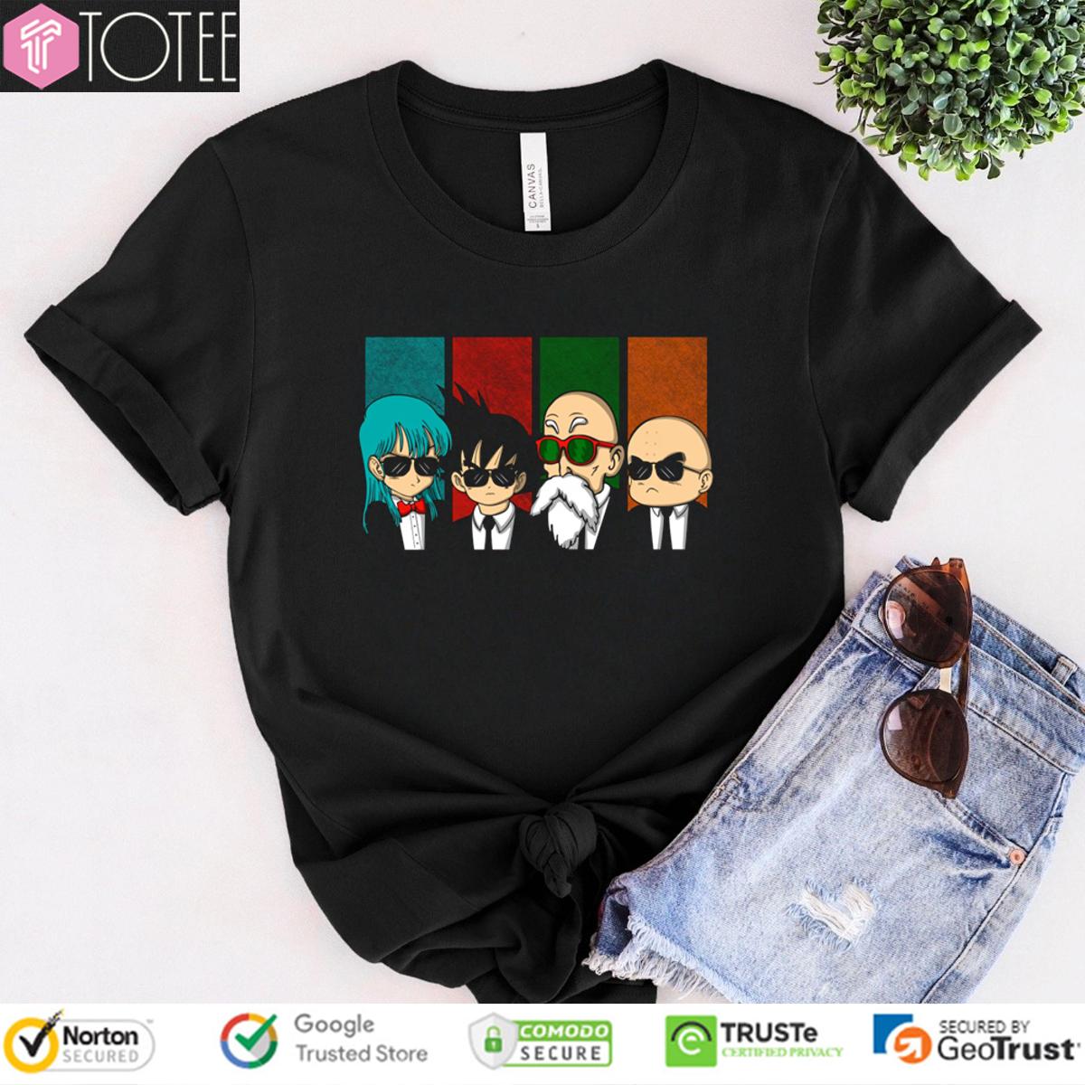 Bulma Goku Roshi Krillin Dragon Ball Z Characters Parody MIB T-Shirt