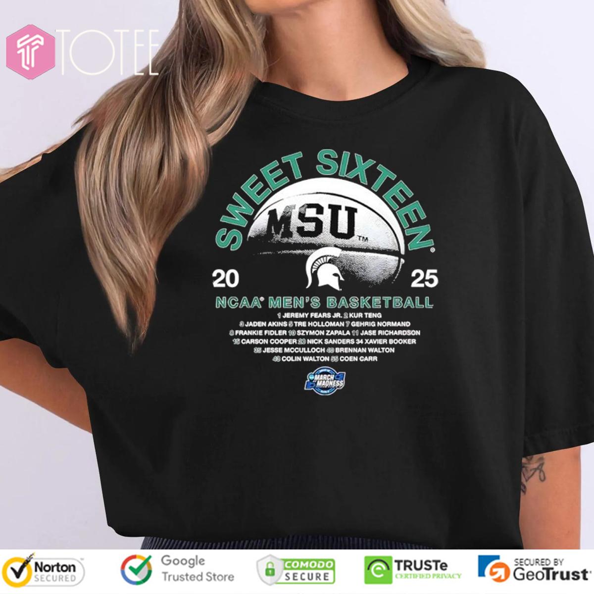 Michigan State Spartans Sweet Sixteen 2025 NCAA Men's Basketball Championship Shirt