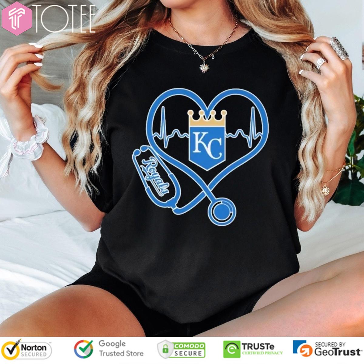 Stethoscope Kansas City Royals Heart Nurse T-Shirt