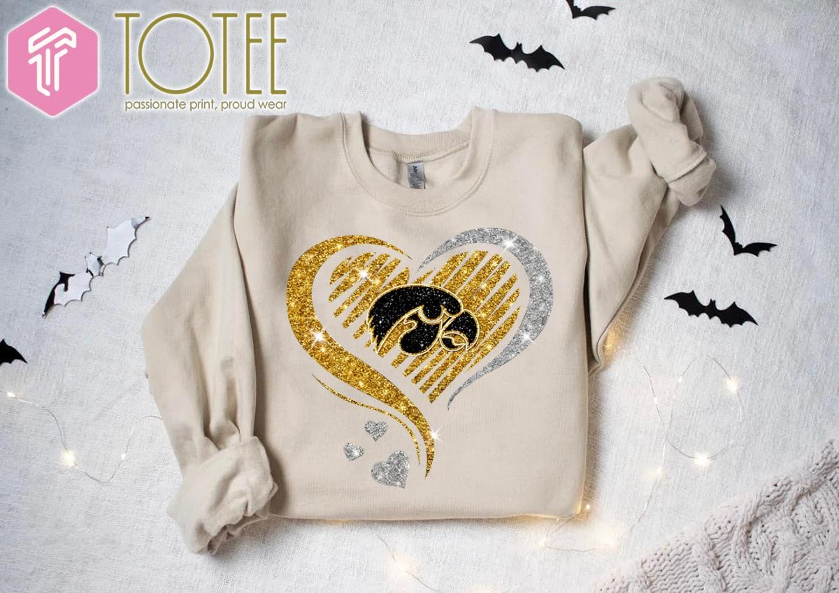 Iowa Hawkeyes Glitter Heart Logo Sweatshirt