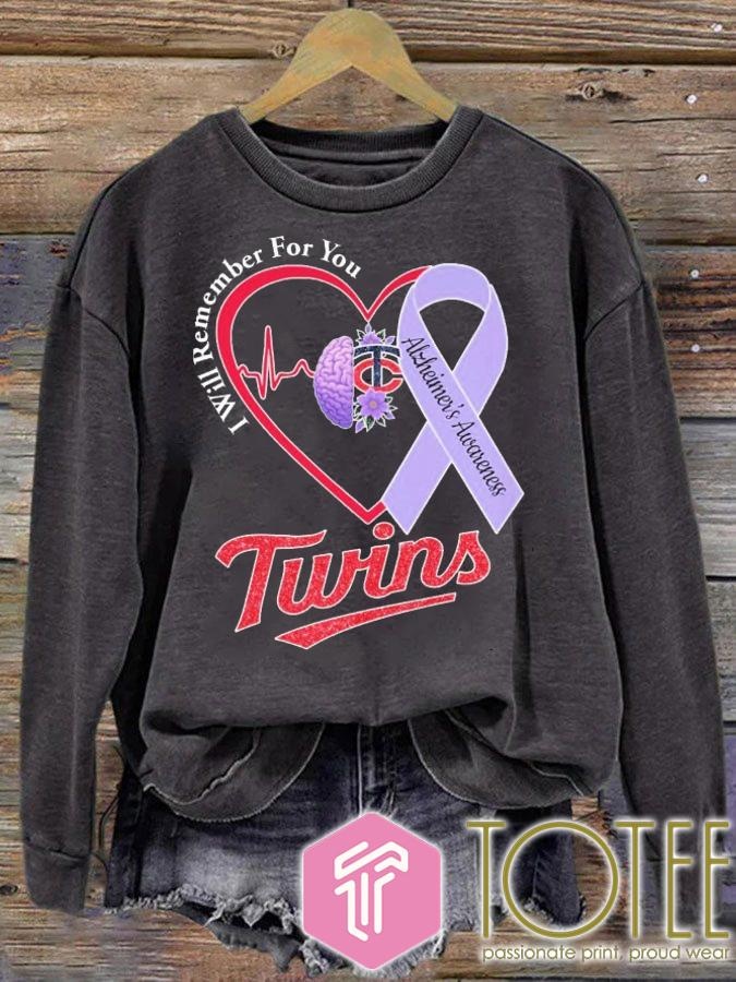 Minnesota Twins Baseball Alzheimers Awareness Heartbeat Sweatshirt