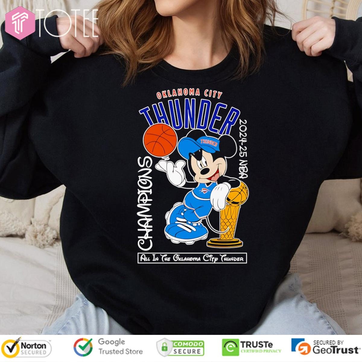 Disney Mickey All In The Oklahoma City Thunder 2024-2025 Nba Champions Sweatshirt