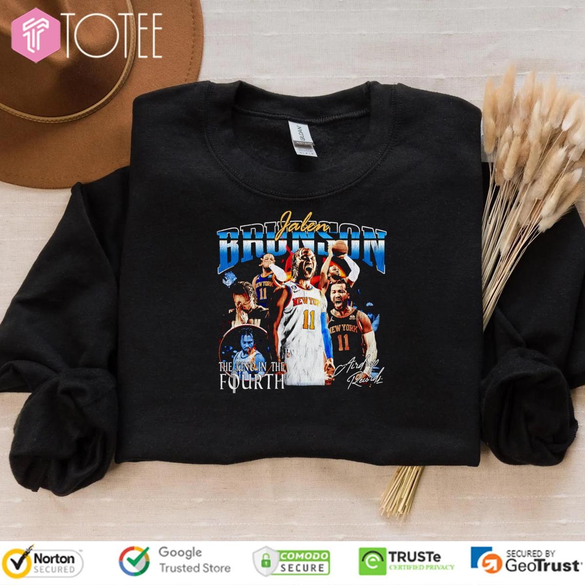Jalen Brunson The King In The Fourth Knicks Signature Vintage Bootleg Sweatshirt