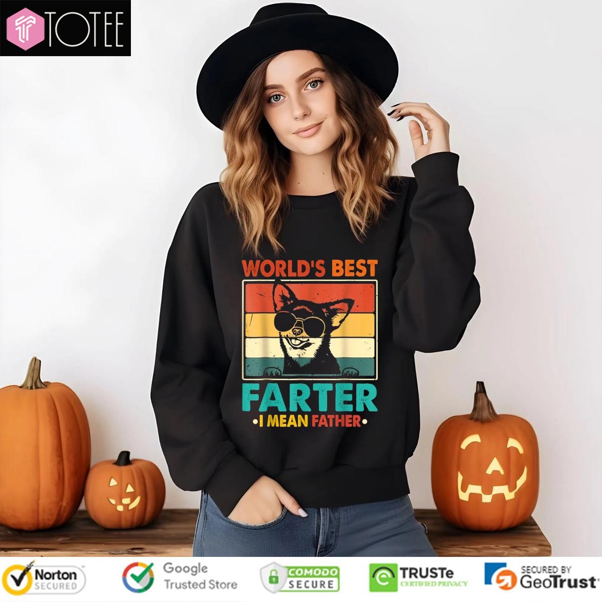 Worlds Best Farter I Mean Father Chihuahua Dog Fathers Day Vintage Sweatshirt