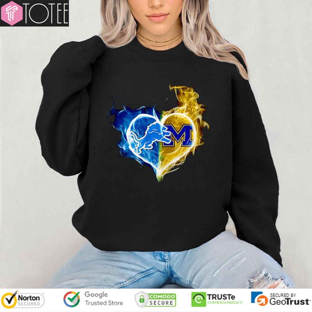 Smoke Heart Detroit Lions Michigan Wolverines Sweatshirt