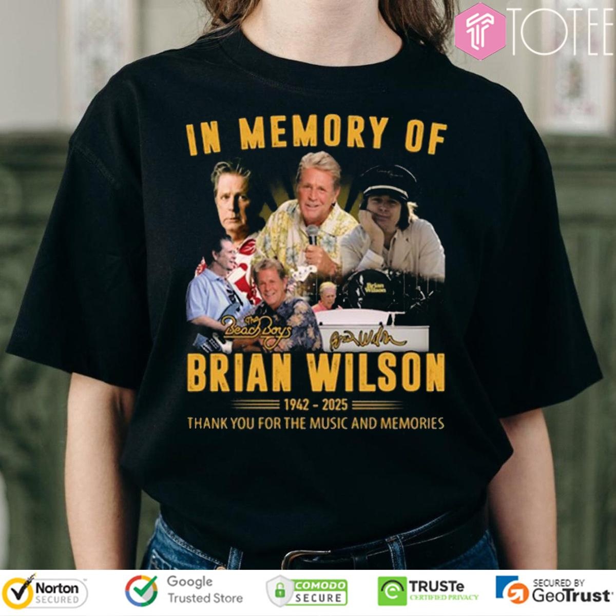 In Memory Of Brian Wilson 1942-2025 Thank You For Music And Memories Shirt