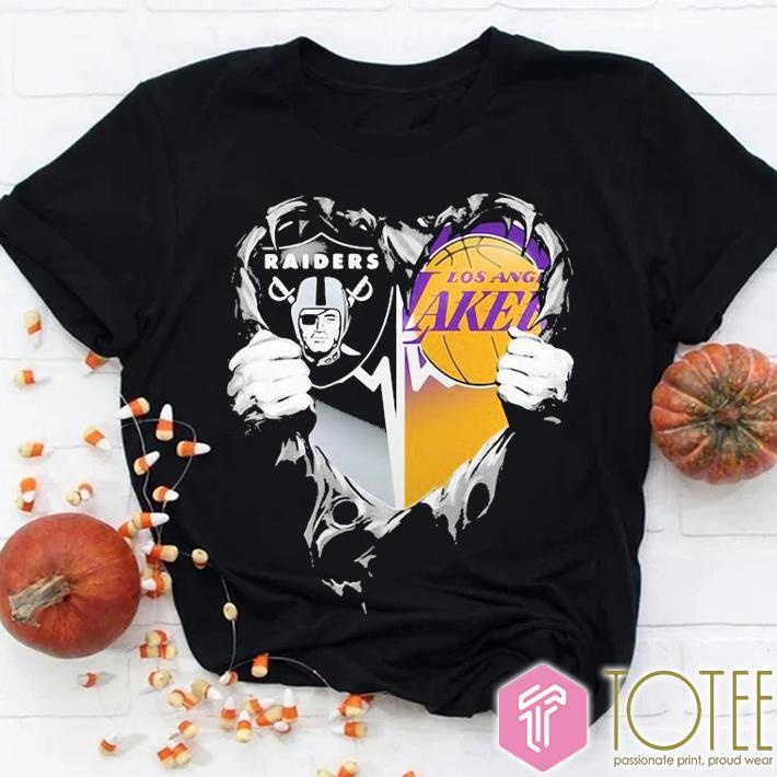 Inside Me Raiders And Lakers Heartbeat T-shirt