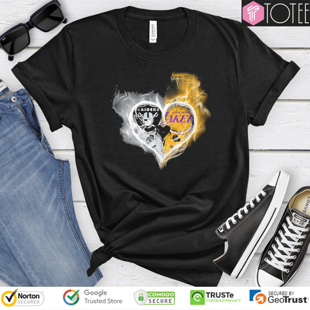 Smoke Heart Las Vegas Raiders Los Angeles Lakers T-shirt