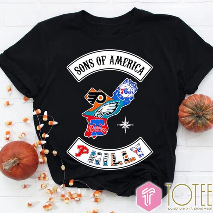 Sons Of America Philadelphia Sports Teams Parody Sons Of Anarchy Logo T-shirt