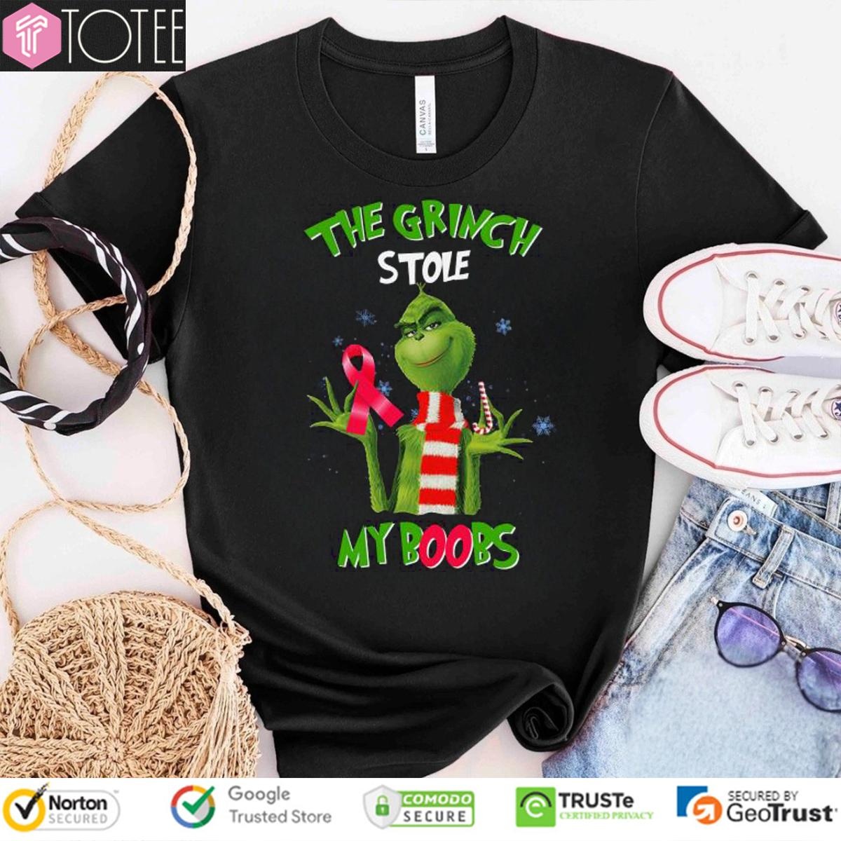 The Grinch Stole My Boobs Breast Cancer T-shirt