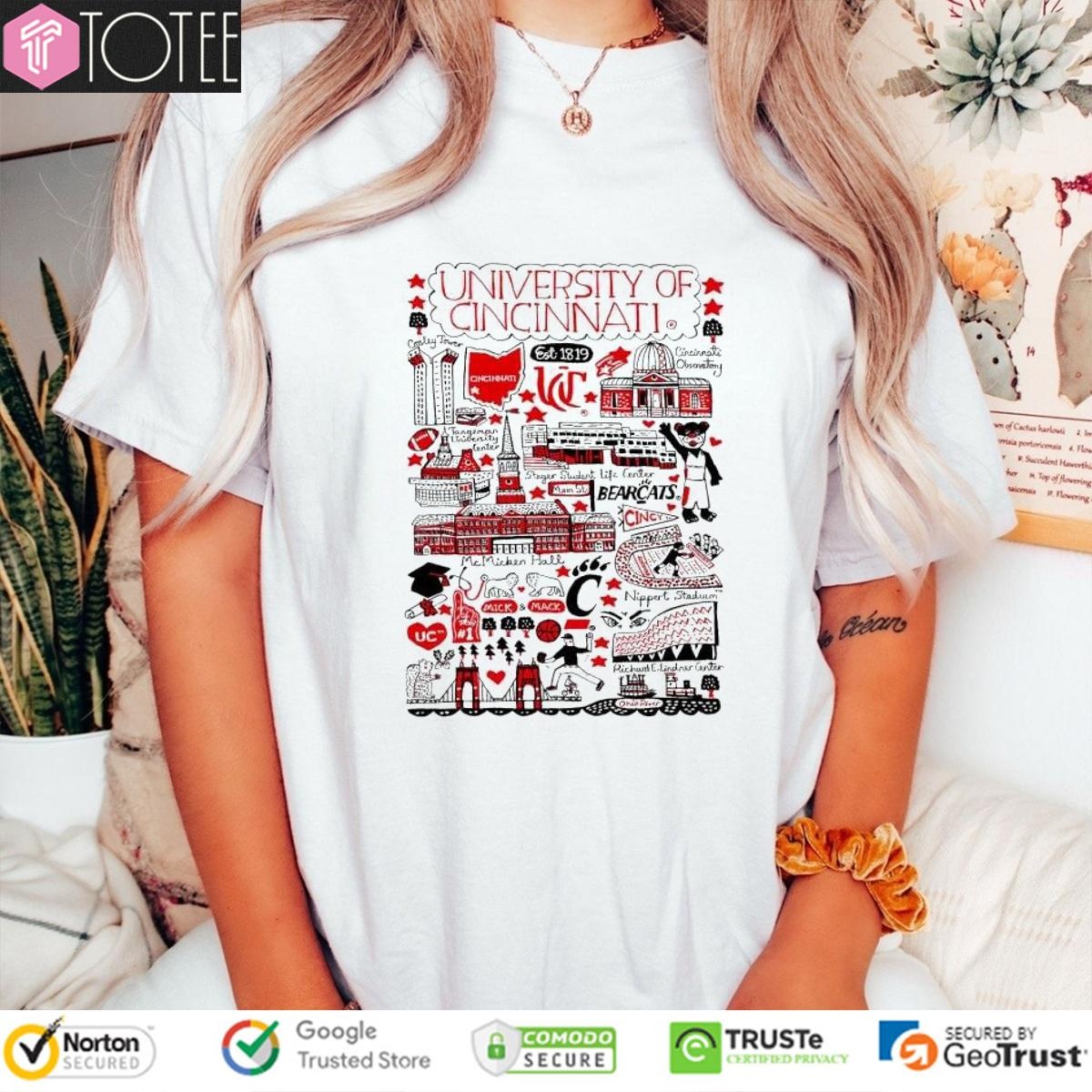 University Of Cincinnati Bearcats Art Illustration T-shirt