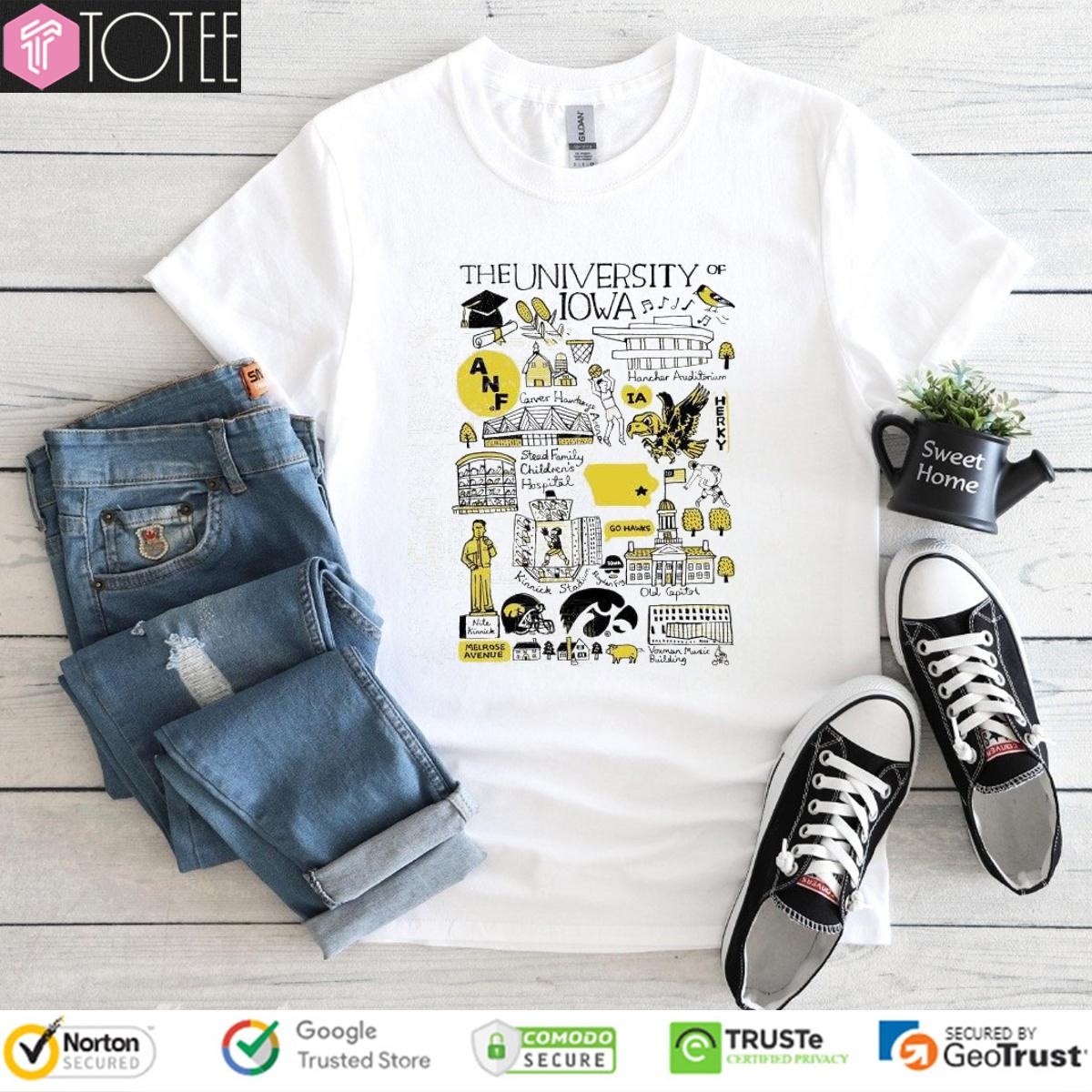 University Of Iowa Hawkeyes Art Illustration T-shirt