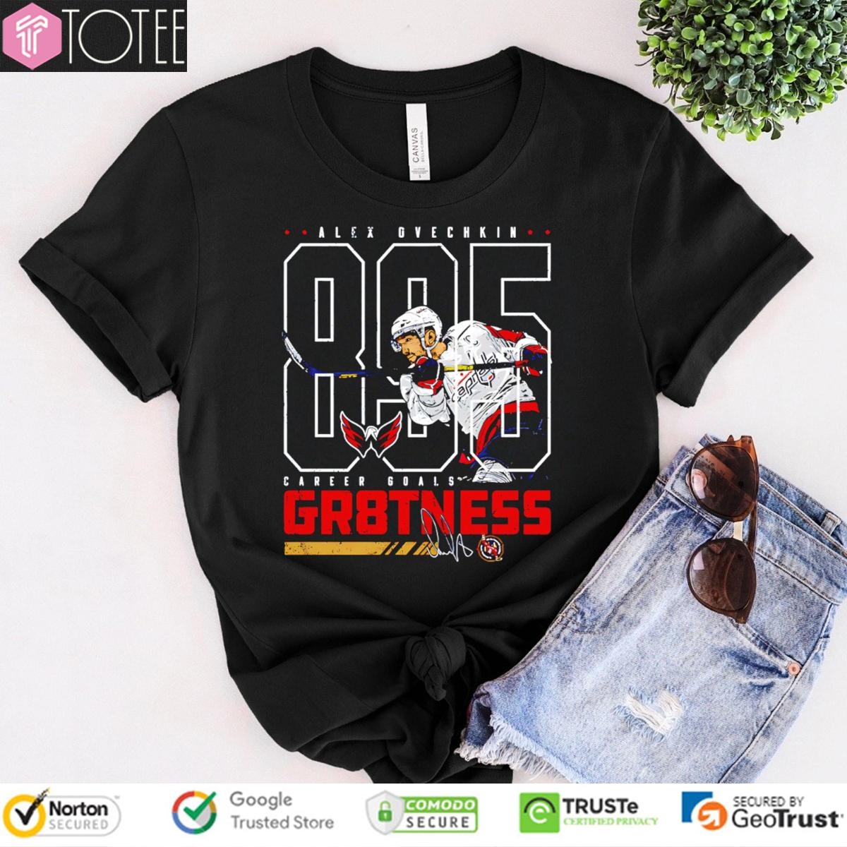 Alex Ovechkin 895 Career Goals Gr8Tness Washington Hockey Signature T-shirt