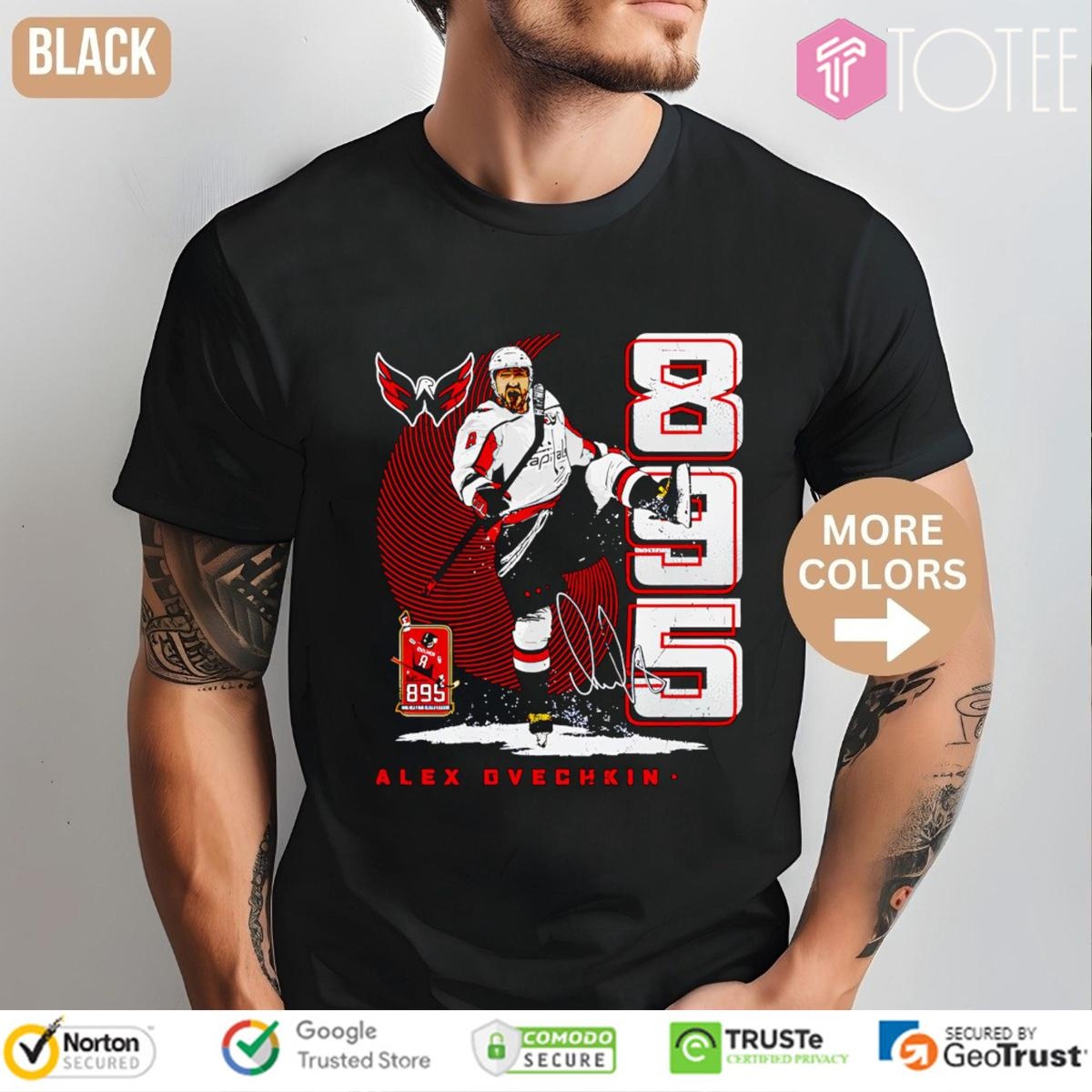 Alex Ovechkin 895 Goals Scorer Washington Capitals Signature T-shirt