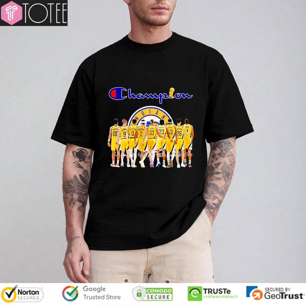 Logo Champion Indiana Pacers Nba Players Signatures T-shirt