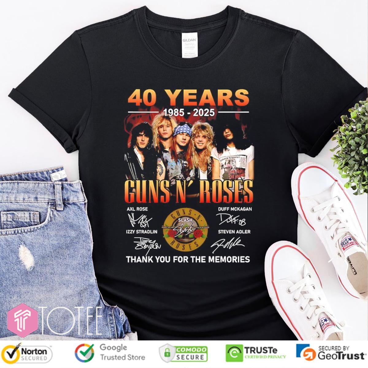 40 Years 1985-2025 Guns N Roses American Hard Rock Band Signed T-shirt