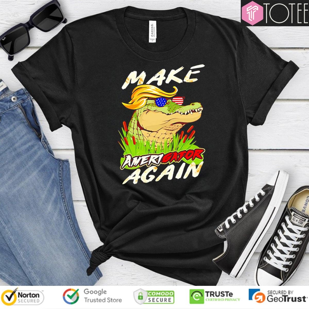 Make Amerigator Again Parody Alligator Trump Maga T-shirt