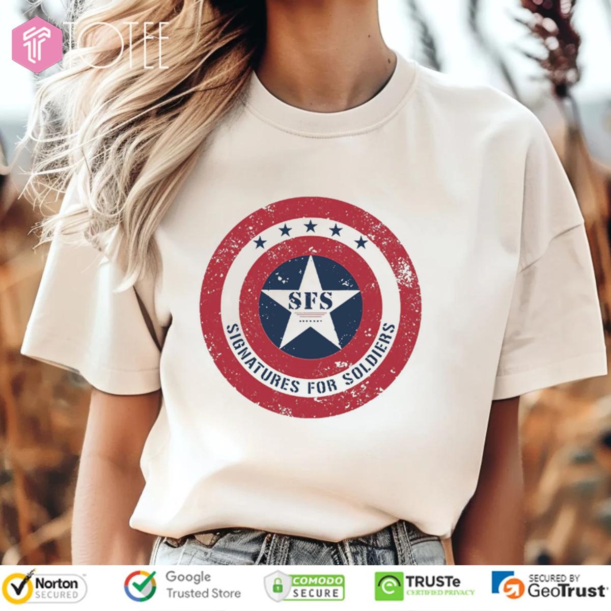 Captain Americas Shield Signatures For Soldiers T-shirt